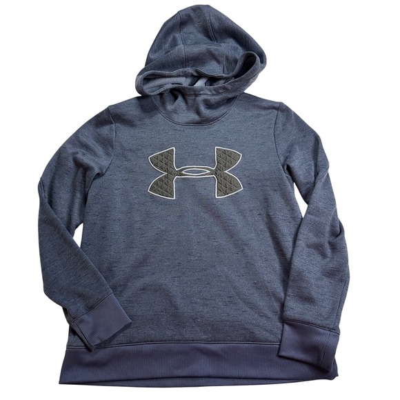 Under Armour Tops - Under Armour ColdGear Hoodie Quilted Logo Blue Sweatshirt‎ Women's Medium